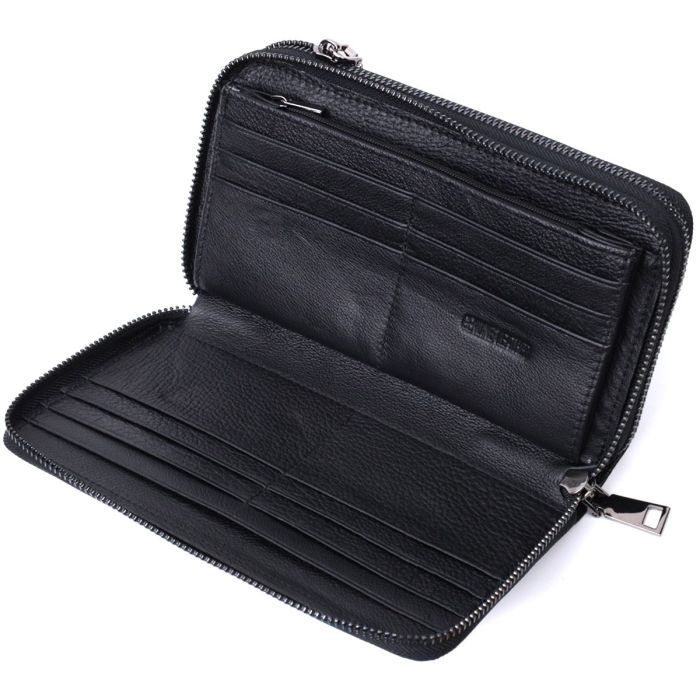 Мужской кожаный клатч для карт купюр и документов ST Leather 22684 Черный