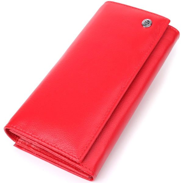 Красивый кошелек для женщин с монетницей из натуральной кожи ST Leather 23105 Красный