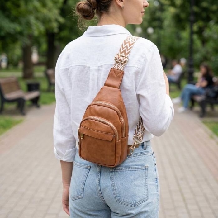 Небольшая женская сумка с одной лямкой через плечо из гладкой экокожи Vintage 22767 Рыжий