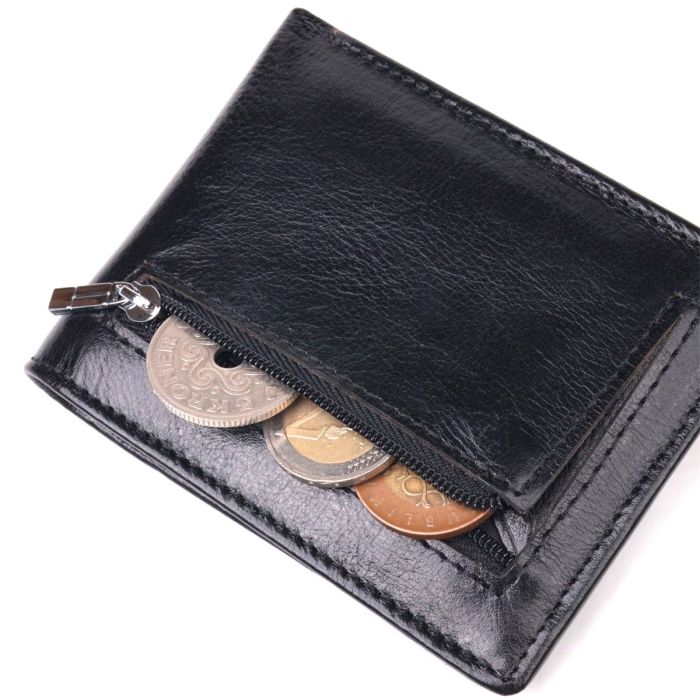 Компактный зажим для денег из натуральной гладкой кожи ST Leather 19416 Черный
