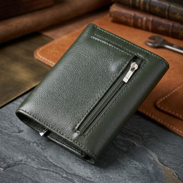 Стильний гаманець середнього розміру із натуральної шкіри ST Leather 23075 Зелений