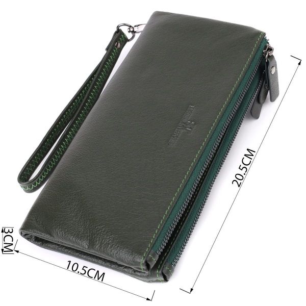 Красивый кожаный кошелек на три отделения ST Leather 23110 Зеленый
