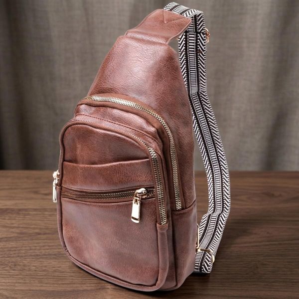 Модная женская сумка с одной лямкой через плечо из экокожи Vintage 22760 Коричневый