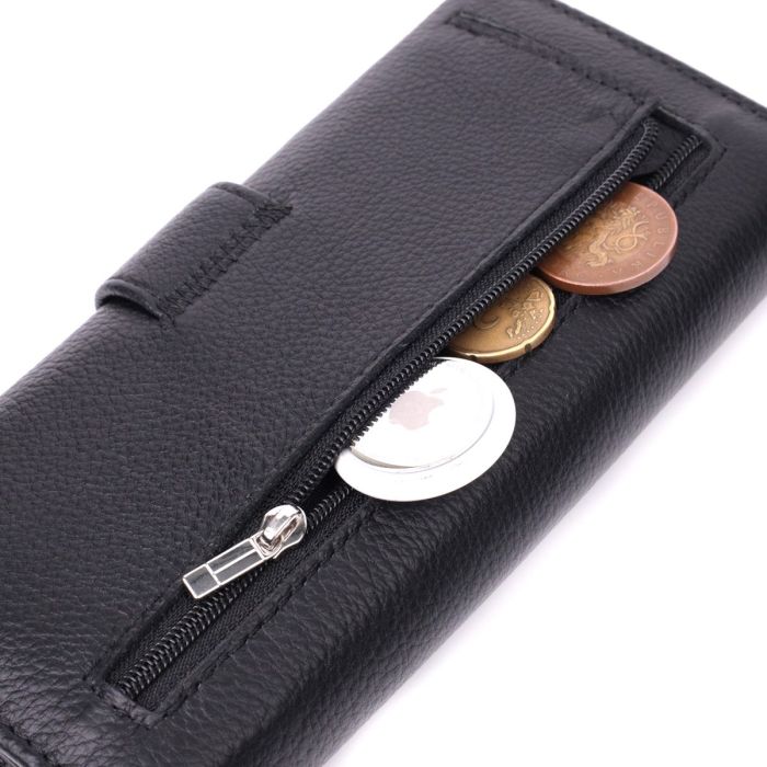 Женский кожаный кошелек для карт купюр и монет ST Leather 22548 Черный