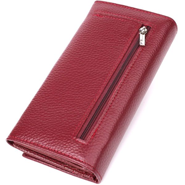 Практичный вертикальный кошелек из натуральной кожи ST Leather 23085 Бордовый