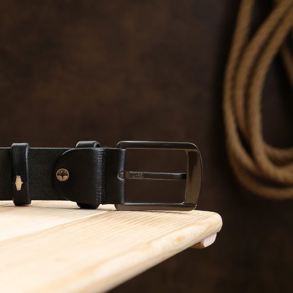 Классический кожаный ремень для мужчин Vintage 20706 Черный