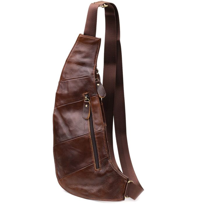 Мужская сумка с большим количеством карманов из натуральной кожи Vintage 22962 Коричневый