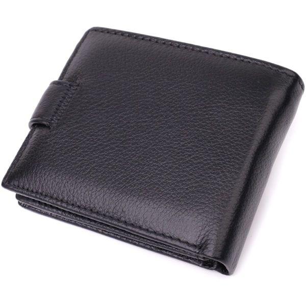 Кошелек для мужчин удобного размера из натуральной кожи ST Leather 22461 Черный