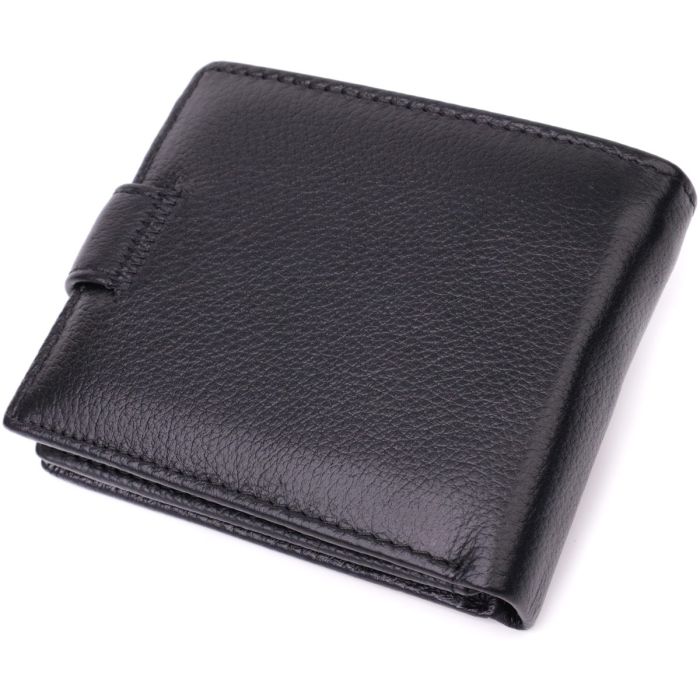 Кошелек для мужчин удобного размера из натуральной кожи ST Leather 22461 Черный
