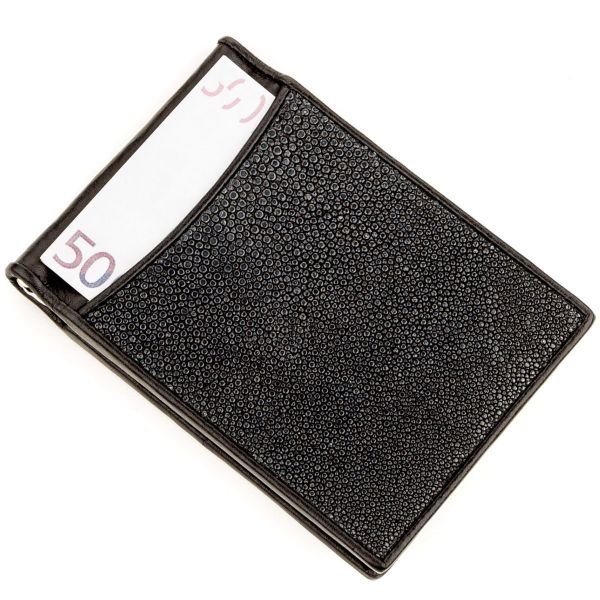 Зажим для денег STINGRAY LEATHER 18293 из натуральной кожи морского ската Черный