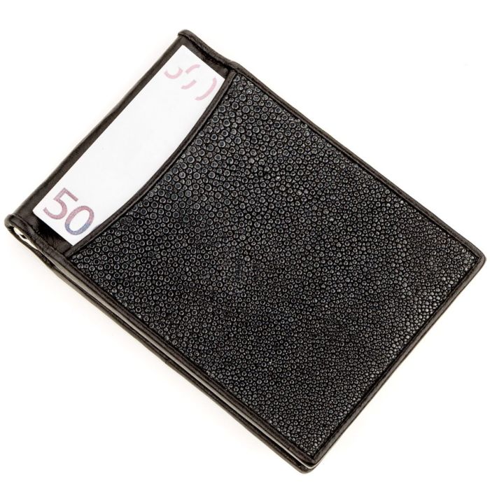 Зажим для денег STINGRAY LEATHER 18293 из натуральной кожи морского ската Черный