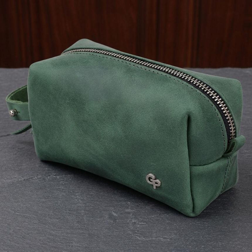 Кожаная косметичка унисекс GRANDE PELLE 11571 Зеленый