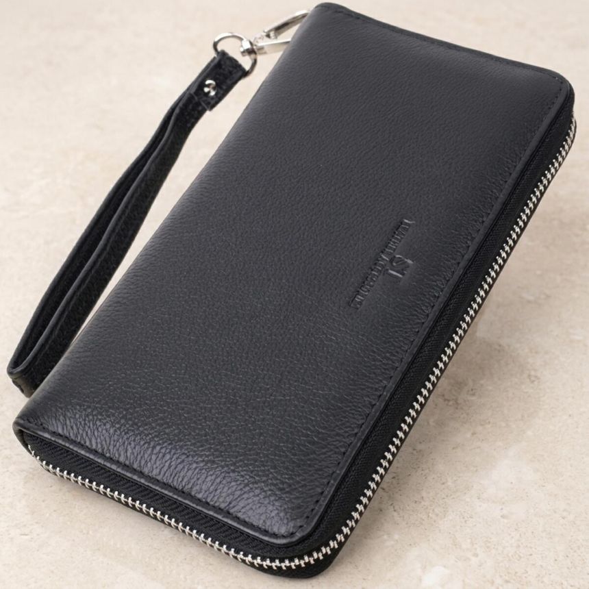 Красивый клатч унисекс на одно отделение из натуральной кожи ST Leather 22697 Черный