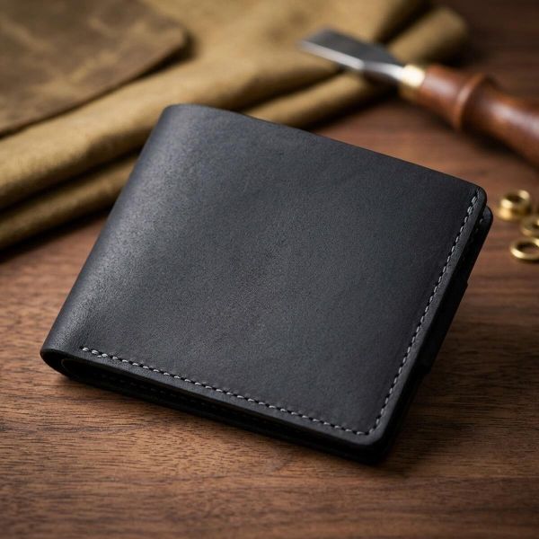 Компактное мужское портмоне в винтажном стиле GRANDE PELLE 11228 Черное