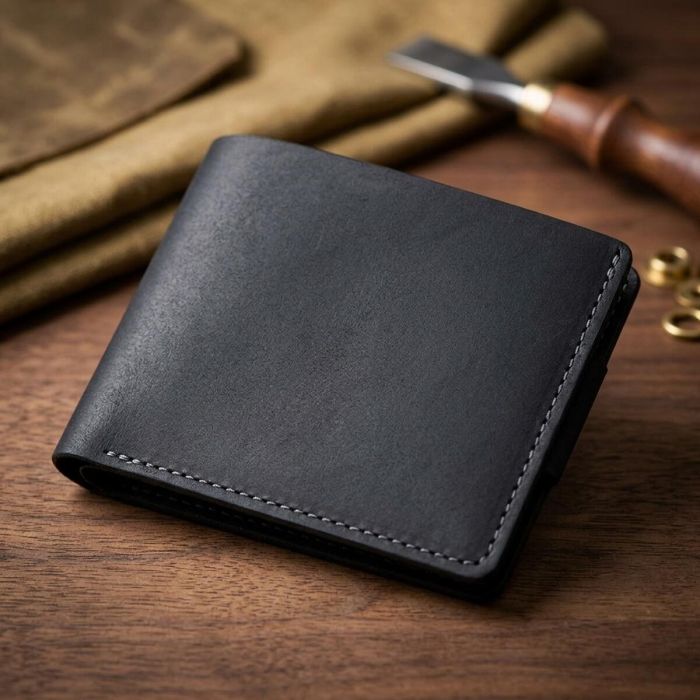 Компактное мужское портмоне в винтажном стиле GRANDE PELLE 11228 Черное