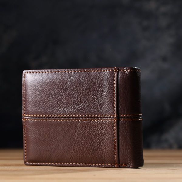 Горизонтальный стильный кошелек из натуральной кожи Vintage 22888 Коричневый