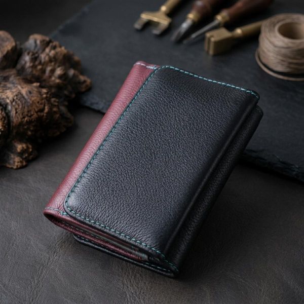 Удобный кошелек для девушек из натуральной кожи ST Leather 22497 Разноцветный
