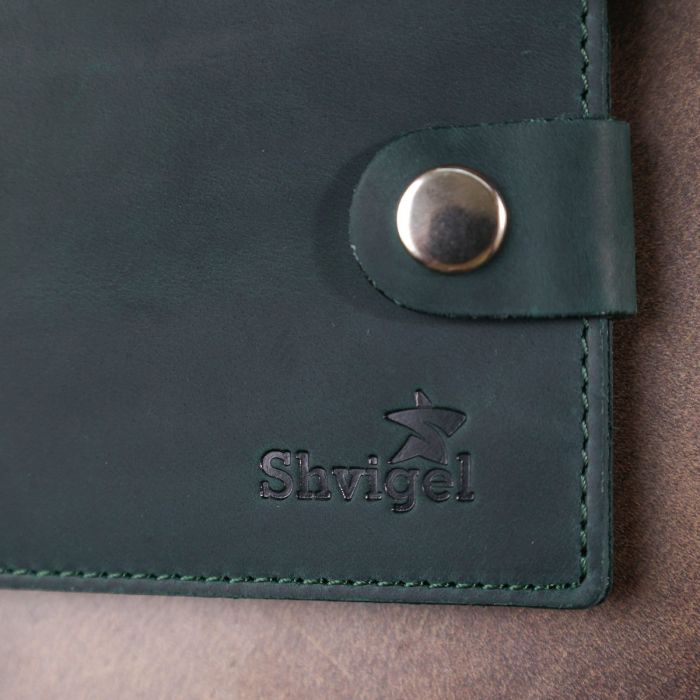 Винтажное кожаное портмоне Shvigel 16435 Зеленый