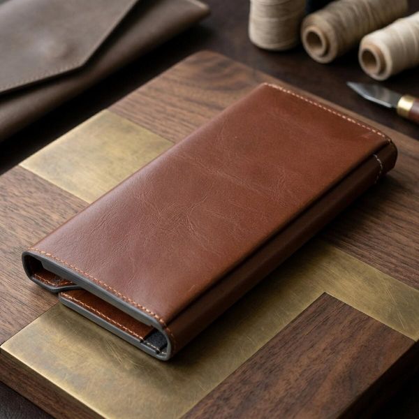 Барсетка із гладкої шкіри Grande Pelle 11421 Коричневий