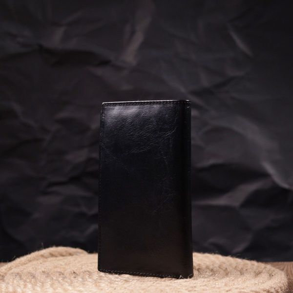 Вертикальный бумажник для мужчин из натуральной кожи ST Leather 19420 Черный