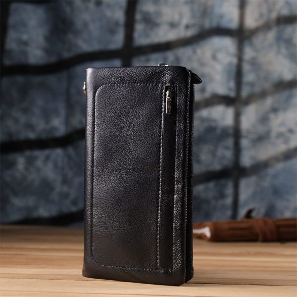 Женский кожаный кошелек-клатч с отделением под телефон ST Leather 23101 Черный