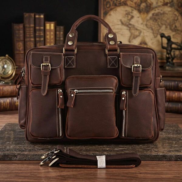 Сумка мужская Vintage 14075 кожаная Коричневая