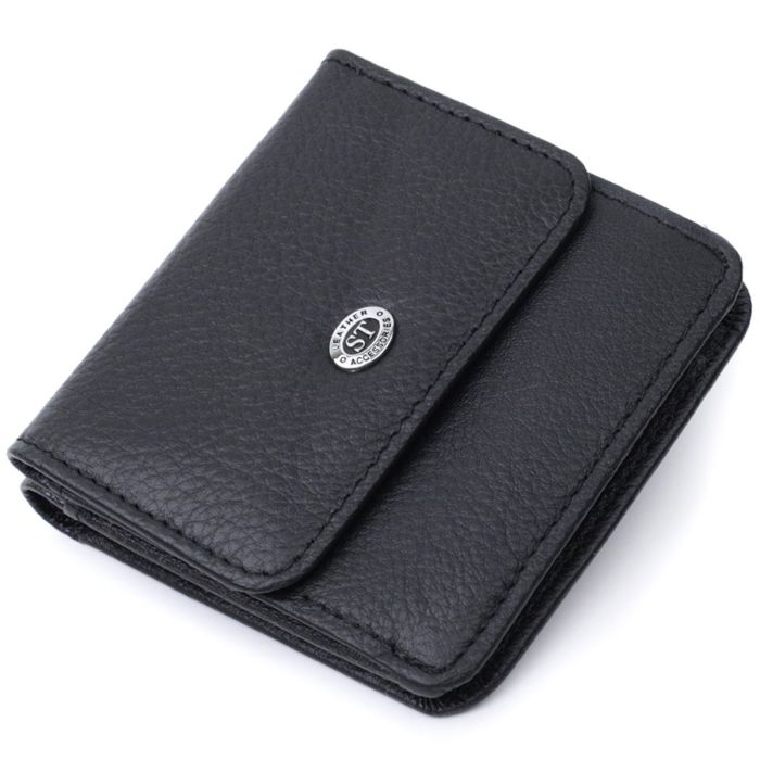 Женский кожаный кошелек для карт купюр и монет ST Leather 22690 Черный