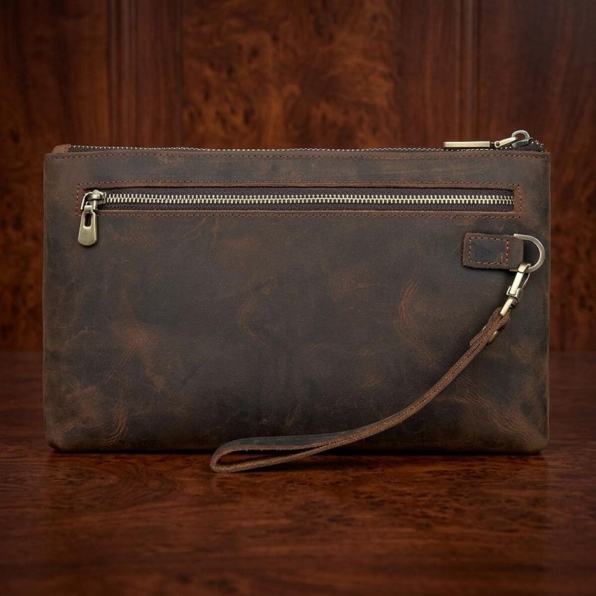 Красивая барсетка мужская в коже Crazy horse Vintage 14954 Коричневая