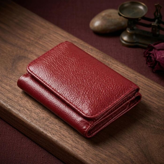 Компактный кошелек удобного формата из натуральной кожи ST Leather 23077 Бордовый