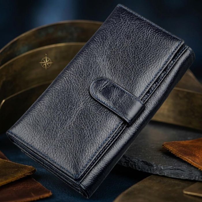 Кошелек-клатч с визитницей ST Leather 18880 Серо-синий