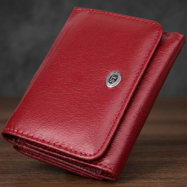 Компактный женский кошелек из натуральной кожи ST Leather 23073 Бордовый