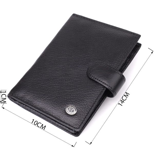 Вместительная обложка на документы унисекс из натуральной кожи ST Leather 23116 Черный