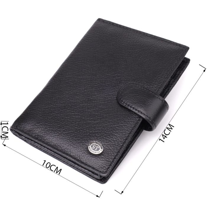 Вместительная обложка на документы унисекс из натуральной кожи ST Leather 23116 Черный