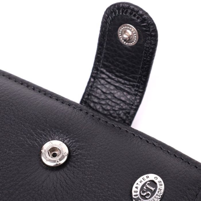 Мужской трендовый бумажник из натуральной кожи ST Leather 22553 Черный