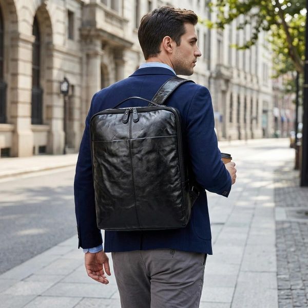 Рюкзак кожаный под ноутбук Vintage 14845 Черный