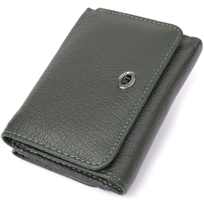 Женский кошелек компактного размера из натуральной кожи ST Leather 23072 Зеленый