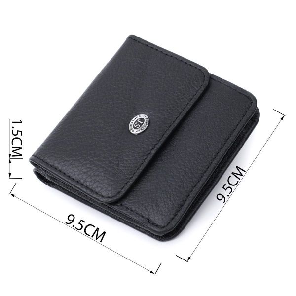 Женский кожаный кошелек для карт купюр и монет ST Leather 22690 Черный