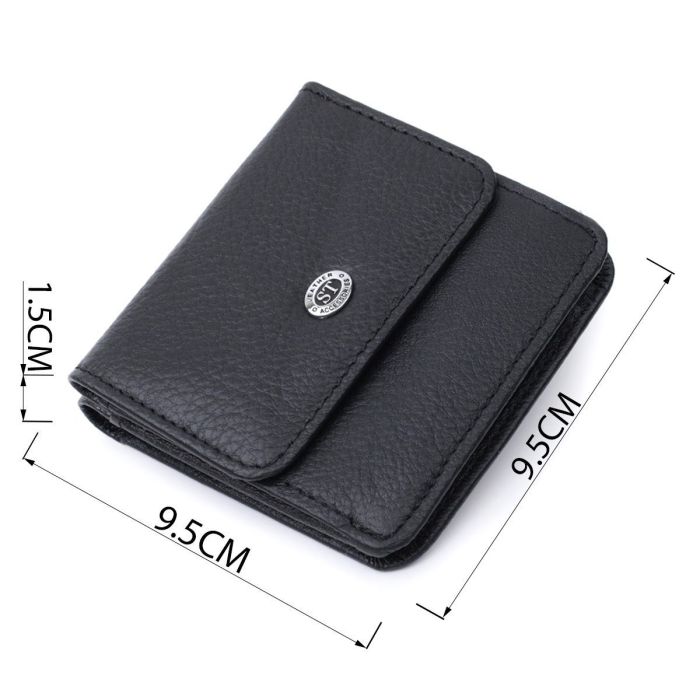 Женский кожаный кошелек для карт купюр и монет ST Leather 22690 Черный