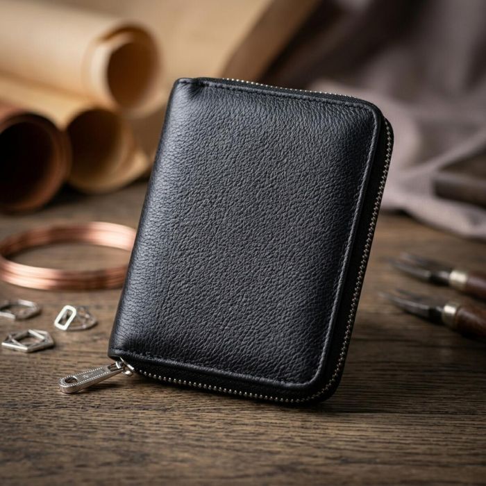 Портмоне для женщин на молнии в классическом цвете из натуральной кожи ST Leather 19488 Черный