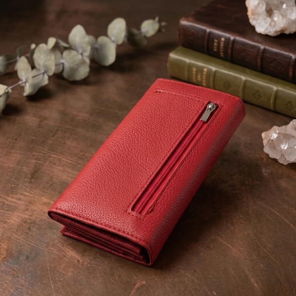Яркий вертикальный кошелек из натуральной кожи ST Leather 23087 Красный