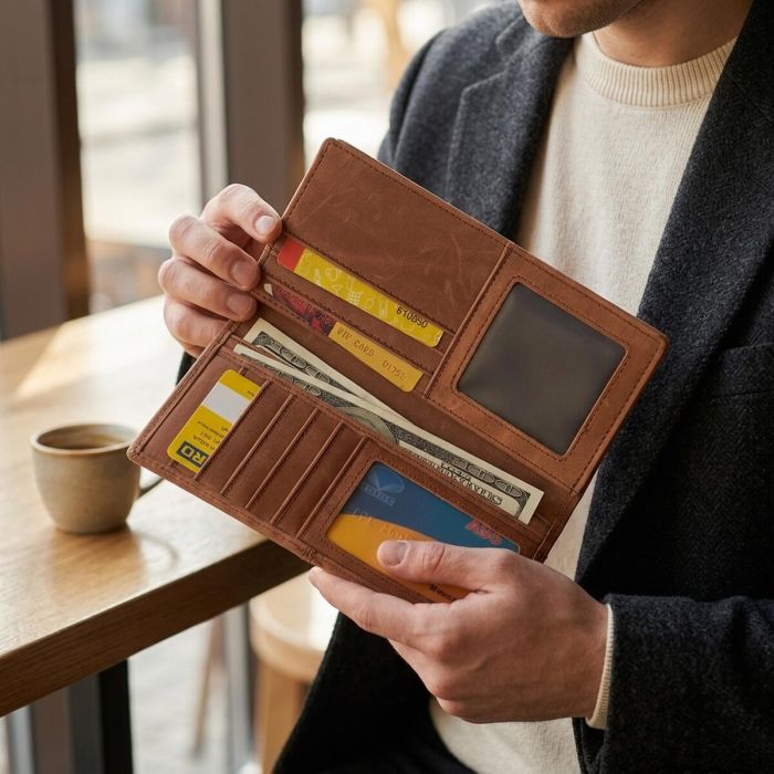 Кошелек унисекс в винтажной натуральной коже 22853 Vintage Рыжий