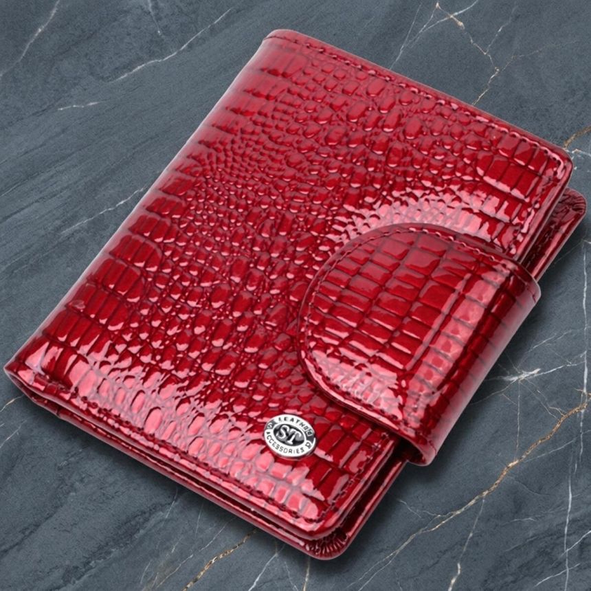 Лакированный кошелек для женщин среднего размера из натуральной кожи ST Leather 22685 Красный