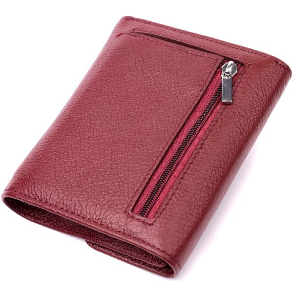 Женский кожаный кошелек для карт купюр и монет ST Leather 19492 Бордовый