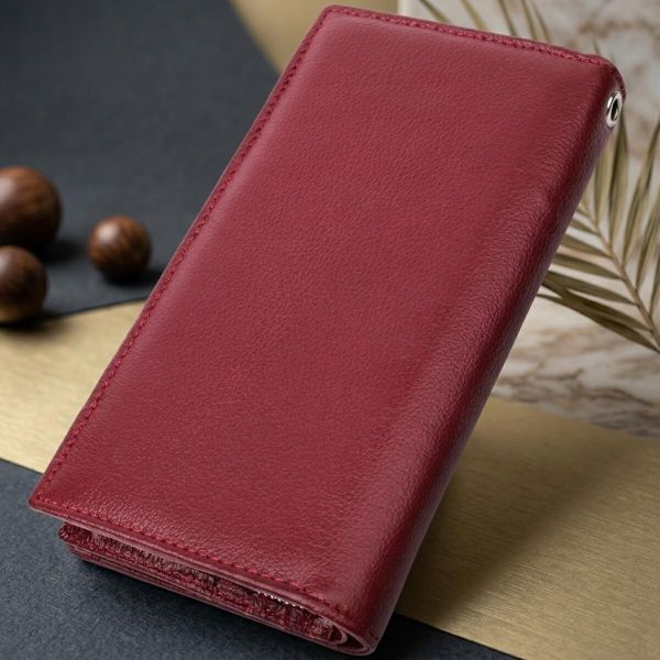 Современный кошелек-клатч для стильных женщин из натуральной кожи ST Leather 22534 Бордовый