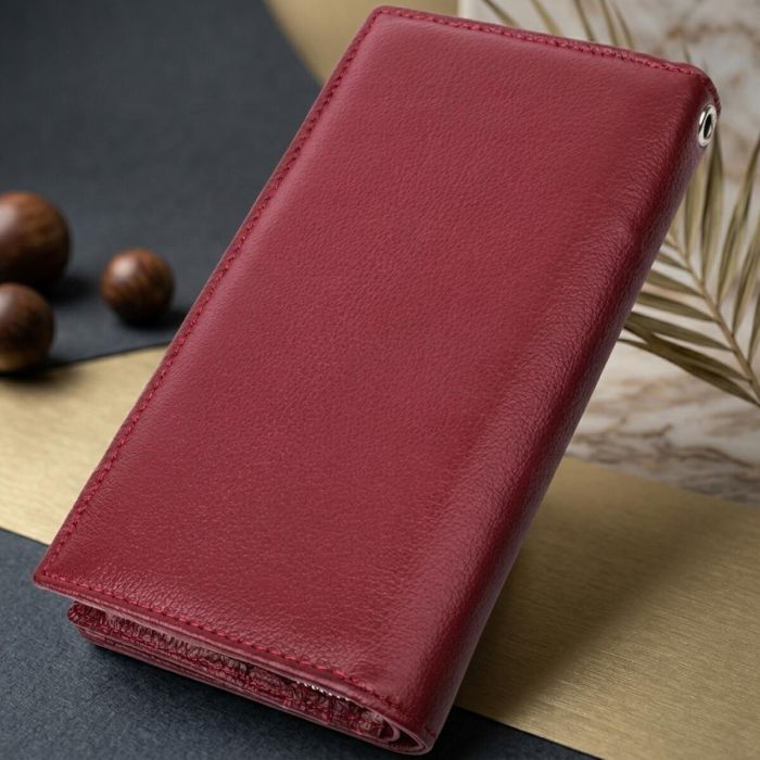 Современный кошелек-клатч для стильных женщин из натуральной кожи ST Leather 22534 Бордовый