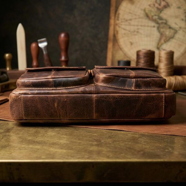 Сумка для ноутбука из натуральной кожи Vintage 14867 Коричневая