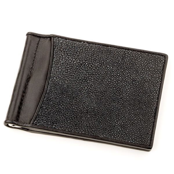 Зажим для денег STINGRAY LEATHER 18293 из натуральной кожи морского ската Черный
