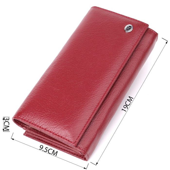 Модный женский кошелек на магнитах из натуральной кожи ST Leather 23113 Бордовый