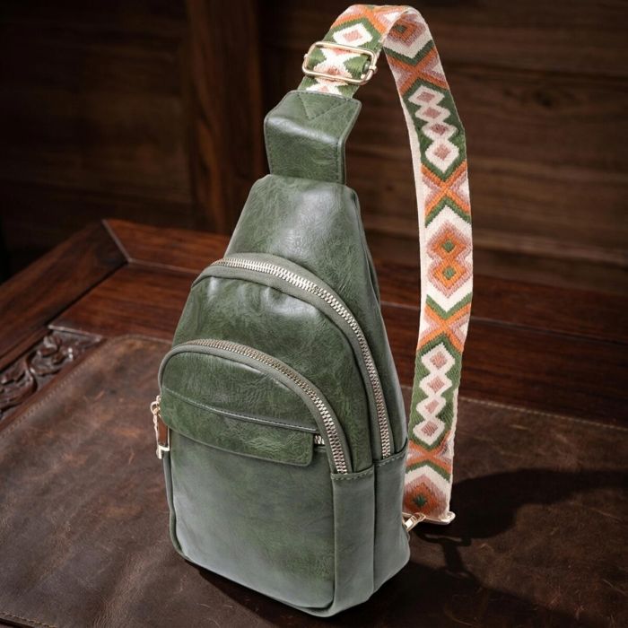 Сумка компактного размера с одной лямкой через плечо из гладкой экокожи Vintage 22771 Зеленый