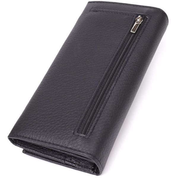 Вместительный кошелек для женщин из натуральной кожи ST Leather 23097 Черный